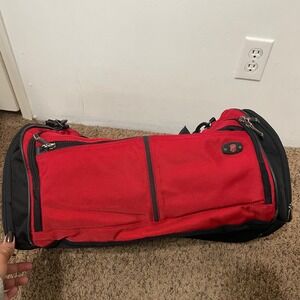 Red Black‎ Swiss Gear Duffel Bag Travel Weekender Carry On Luggage READ
